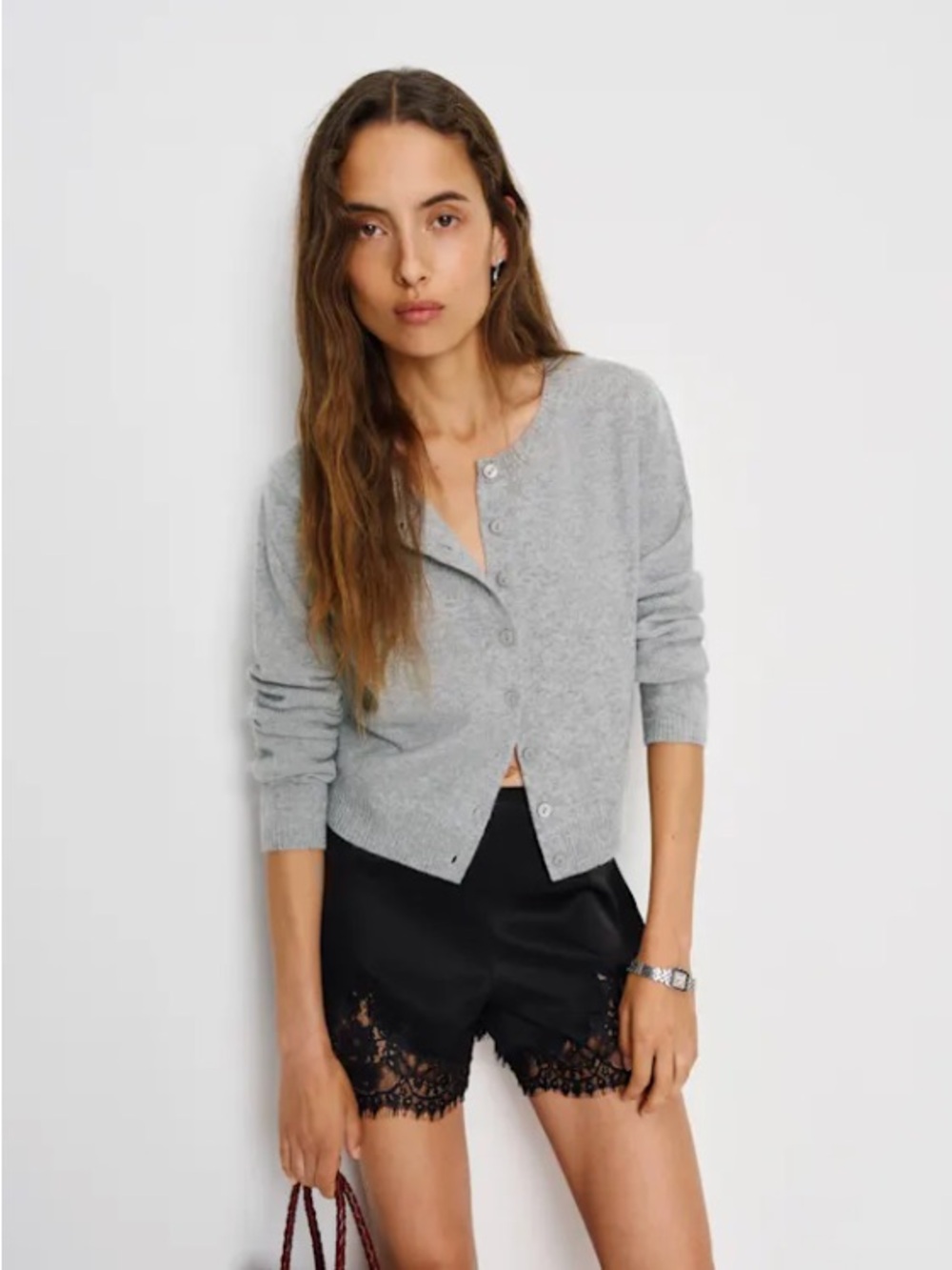 Reformation Light Gray Button Cardigan